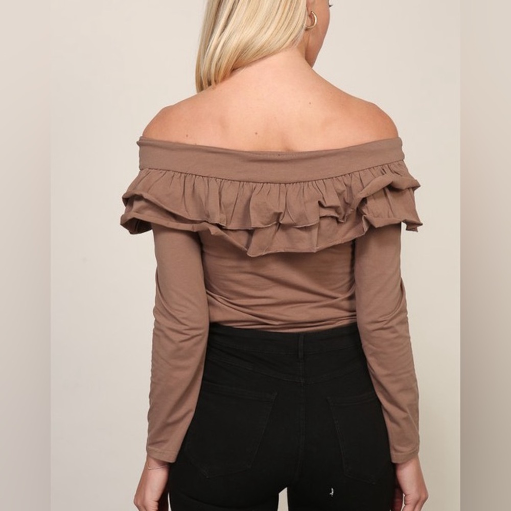Off Shoulder Ruffle Trim Top - Picture 2 of 3